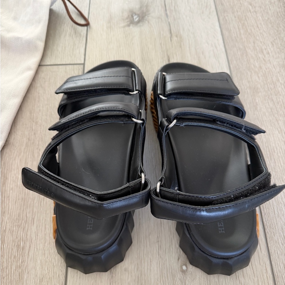 hermes soft nappa leather black sandals EU 40
